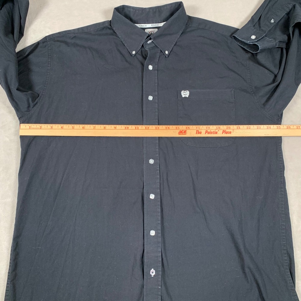 Cinch Button Down Shirt Men Large Black Long Sleeve Western Cotton Pocket Casual - Picture 4 of 7
